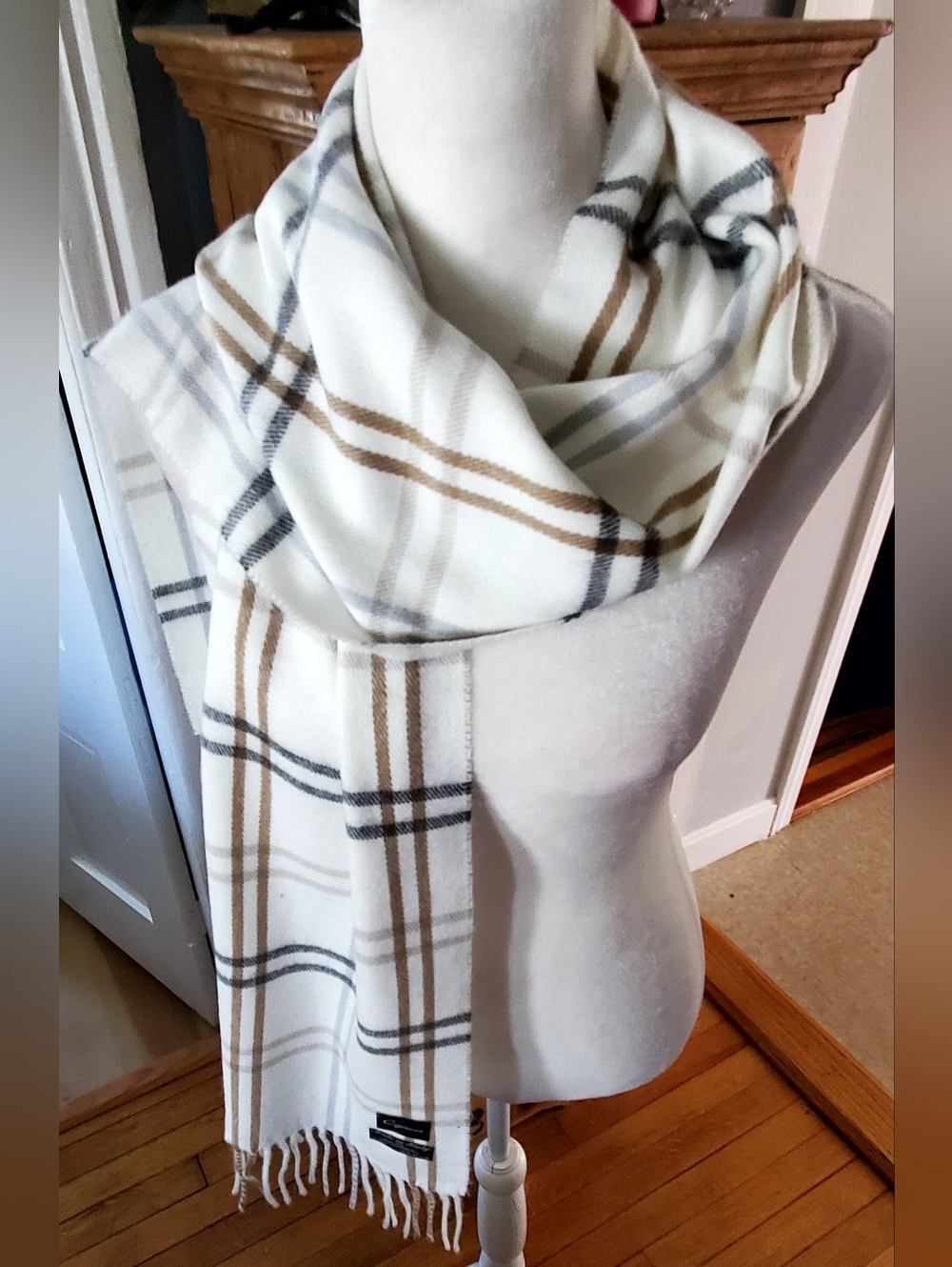 Cejon Cream Scarf with Tan Stripes